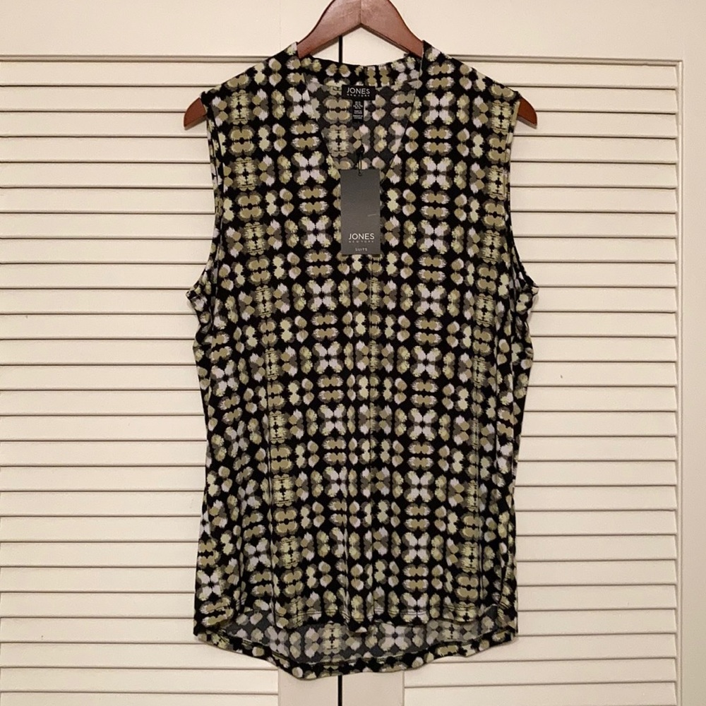 NWT Jones New York Print V Neck Tank Sz XL